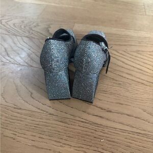 GB girls Silver Glitter Block Heel Mary Jane